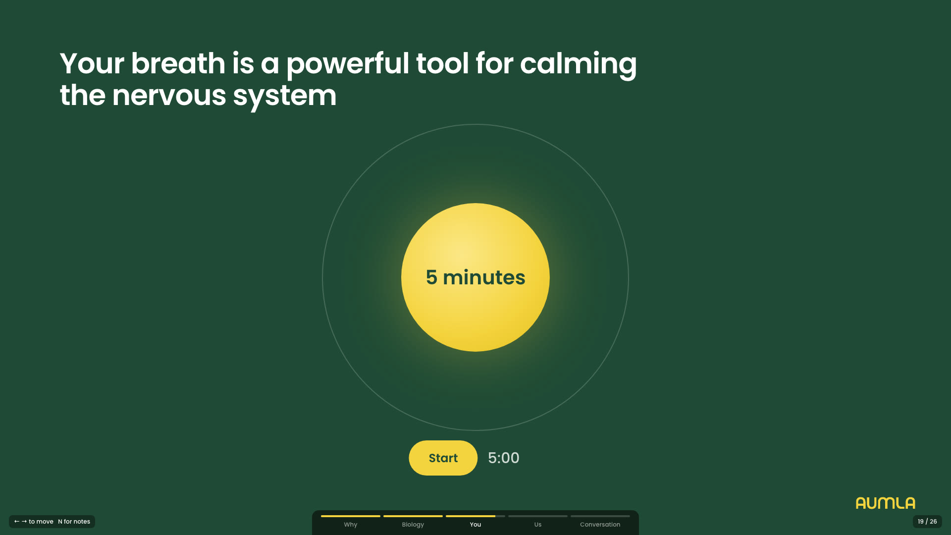Interactive slide: a guided breathing circle