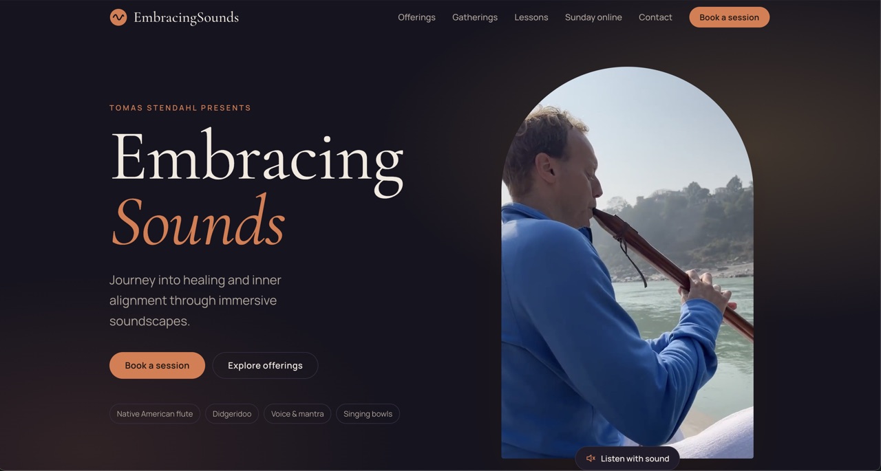 The embracingsounds.com home page